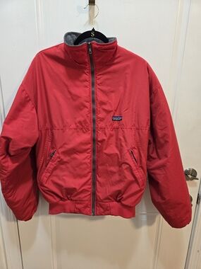 Vintage Patagonia Shelled Synchilla Fleece Lined Bomber Jacket Red Size L Made i
